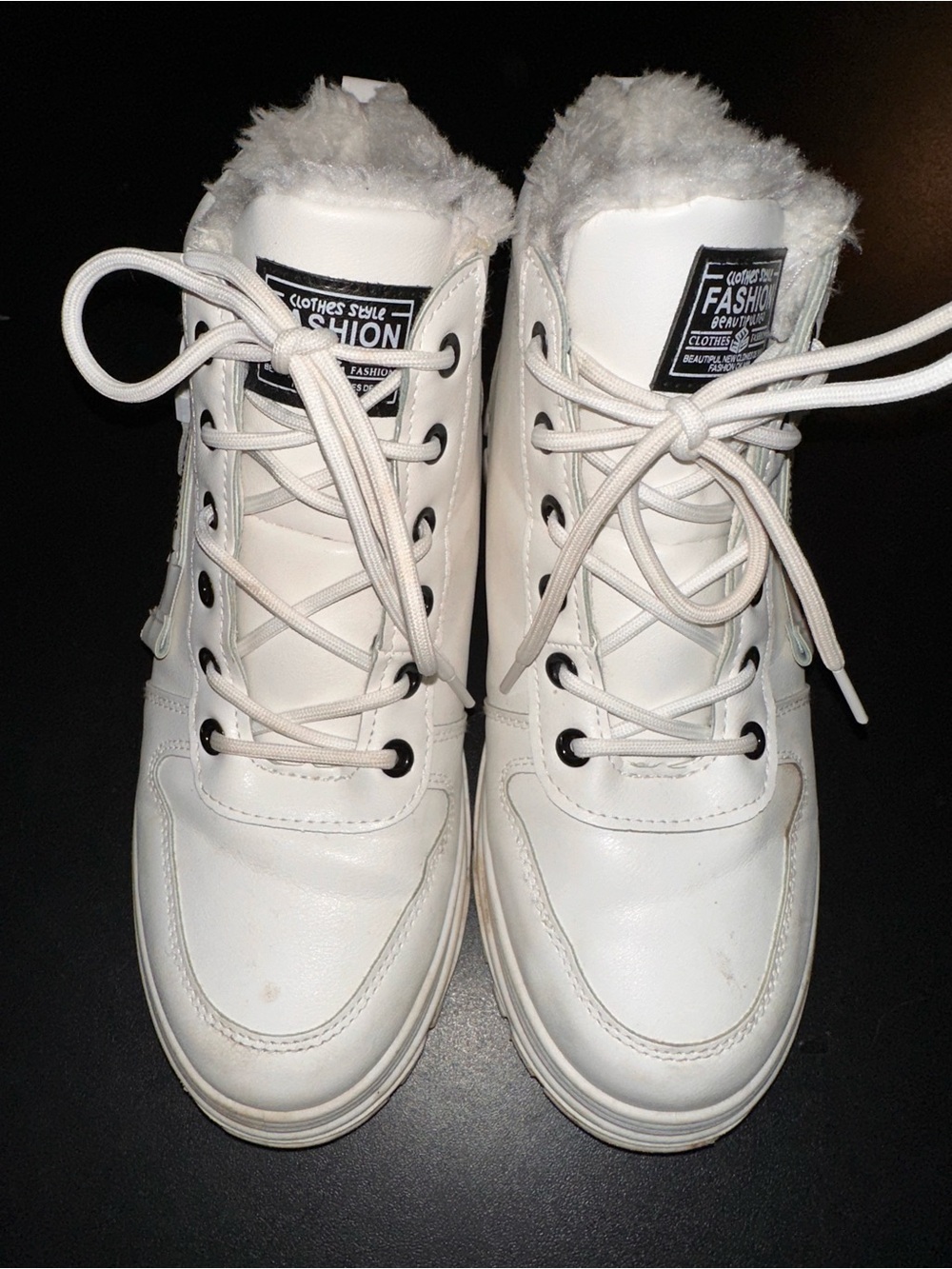 ⭐️ White Fashion Fleece Lined High-Top Chunky Sneakers (fit 9.5) - Picture 5 of 9
